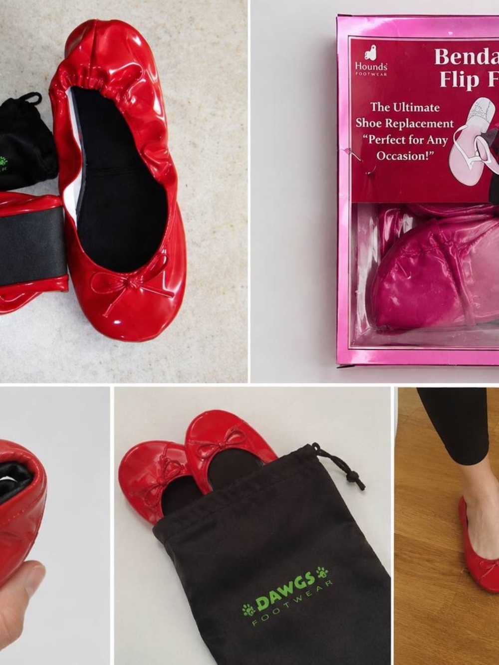 Dawgs Foldable Patent Red Ballet Flats with Pouch GRAB 5 for 17.99 all size